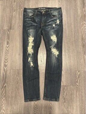 Skinny Fit Distressed  Blue Jeans Size 32